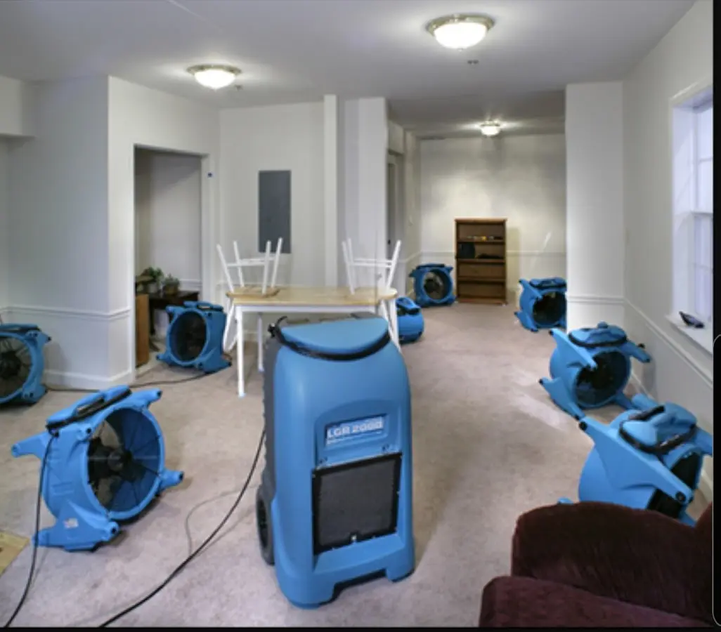 Air movers and dehumidifier setup for Water Extraction & Removal in Sausalito