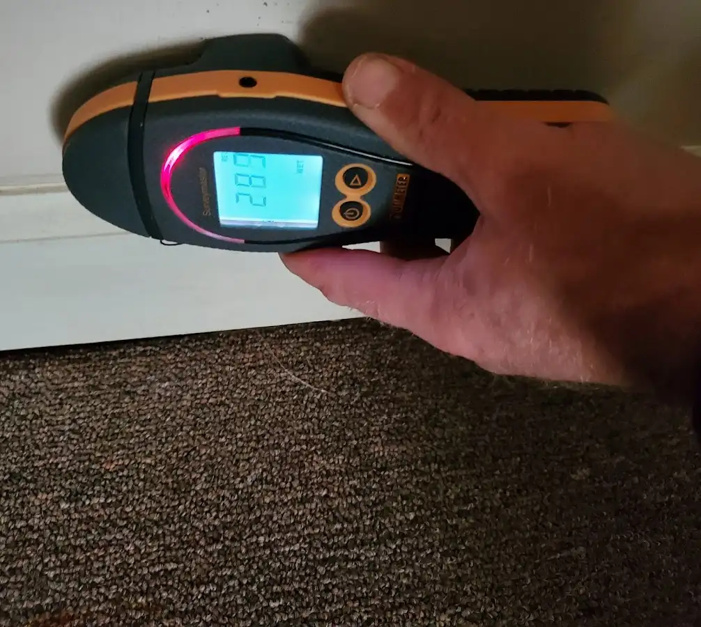 Moisture detection at baseboard during Storm Damage Restoration in Sausalito